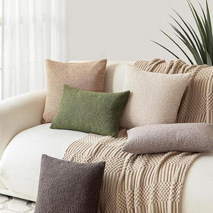 Foindtower Pack of 2 Modern Textured Boucle Throw Pillow Covers Accent Solid - Image 7