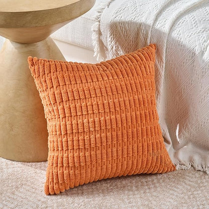 Fancy Homi Set of 4 Burnt Orange Fall Boho Decorative Throw Pillow Covers 26x26 - Image 2