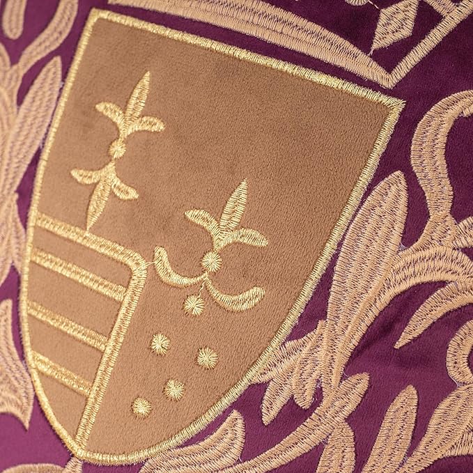 Aeckself Luxury Embroidery Velvet Pillow Cover 20x20 Inch, European Shield - Image 5