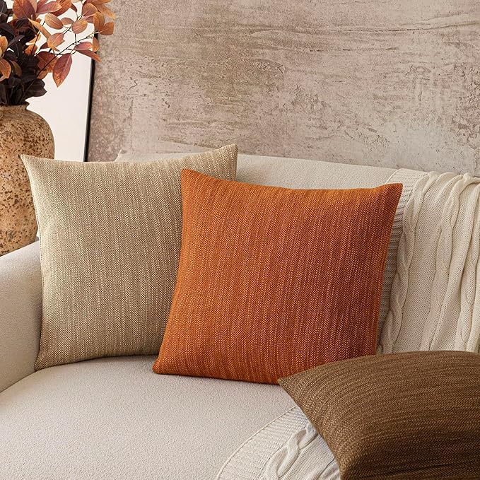 Foindtower Set of 2 Decorative Textured Burlap Linen Throw Pillow Covers - Image 7