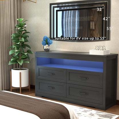 wodeer black dresser for bedroom, wood 4 drawer, close-up detail