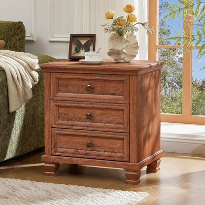 savor life 3-drawer farmhouse nightstand with solid wood, main product view