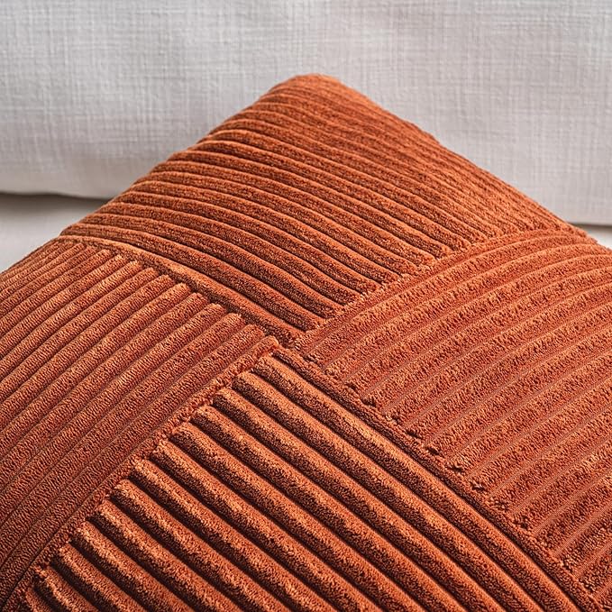 Fancy Homi Set of 2 Burnt Orange Boho Long Lumbar Body Decorative Throw Pillow - Image 3