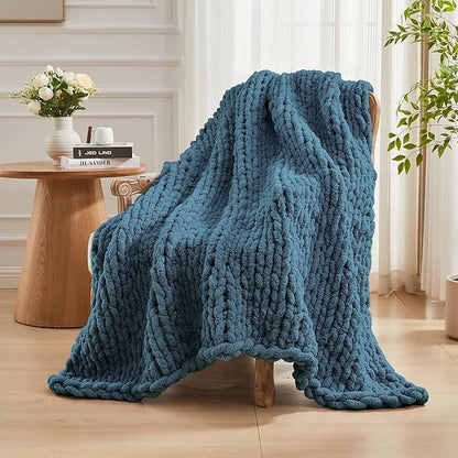 Carriediosa Chunky Knit Throw Blanket 50" X 60", 100% Hand Made Large Chenille - Image 8