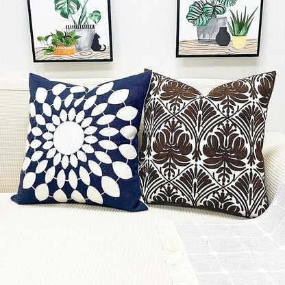 Slow Cow Embroidery Decorative Throw Pillow Cover Brown Invisible Zipper - Image 4