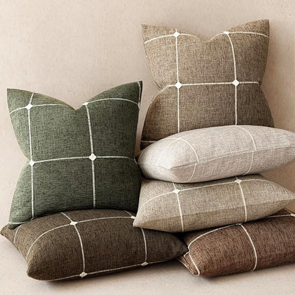 Foindtower Pack of 2 Decorative Faux Linen Jacquard Check Throw Pillow Covers - Image 6
