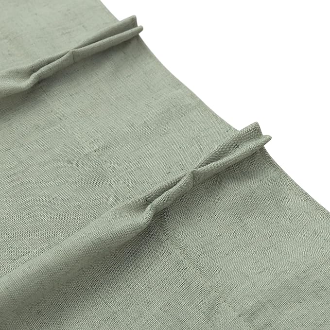Sage Green Linen Half Kitchen Curtains 36 Inch Length 2 Tiers Pinch Pleated - Image 8