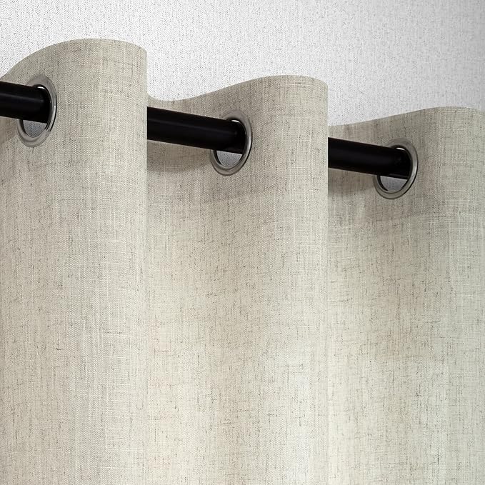 72 Inch Length Linen Curtains for Bedroom 2 Panel Set Natural Crude Tan Beige - Image 5
