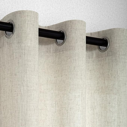 72 Inch Length Linen Curtains for Bedroom 2 Panel Set Natural Crude Tan Beige - Image 5