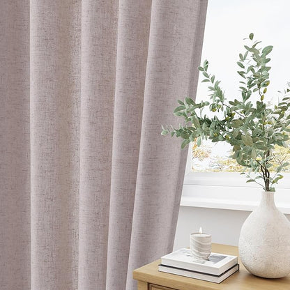 Champagne Pinch Pleat Linen Curtains 120 Inch Length 2 Panels Set - Image 3