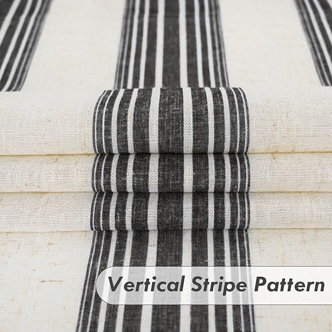 DriftAway Farmhouse Vertical Striped Linen Blend Textured Light Filtering Semi - Image 3