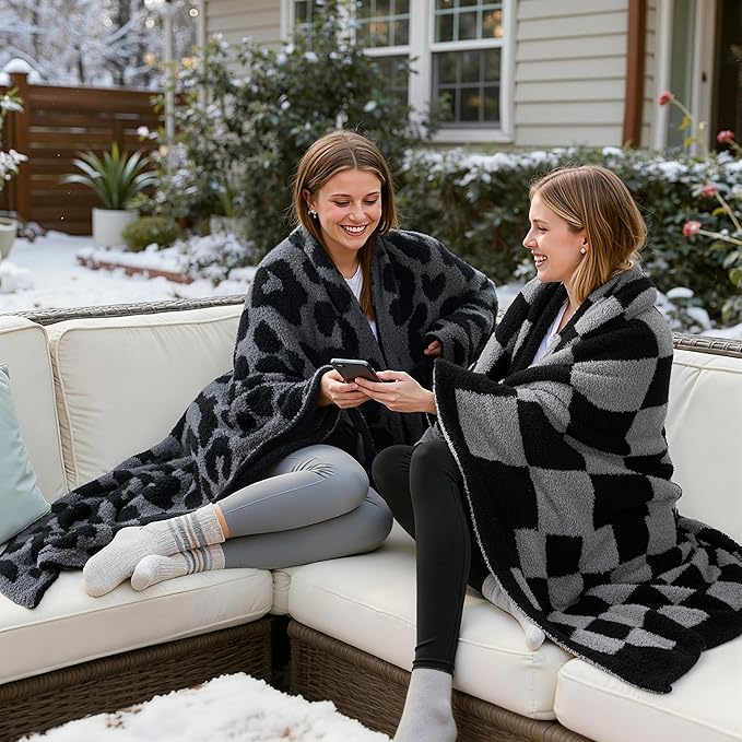 Joiedomi Twin Blanket for Couch Bed, Checkered Knitted Blankets Gifts for Women - Image 7