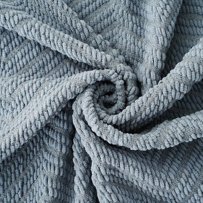 BATTILO HOME Bluish Grey Chenille Throw Blanket - Image 6