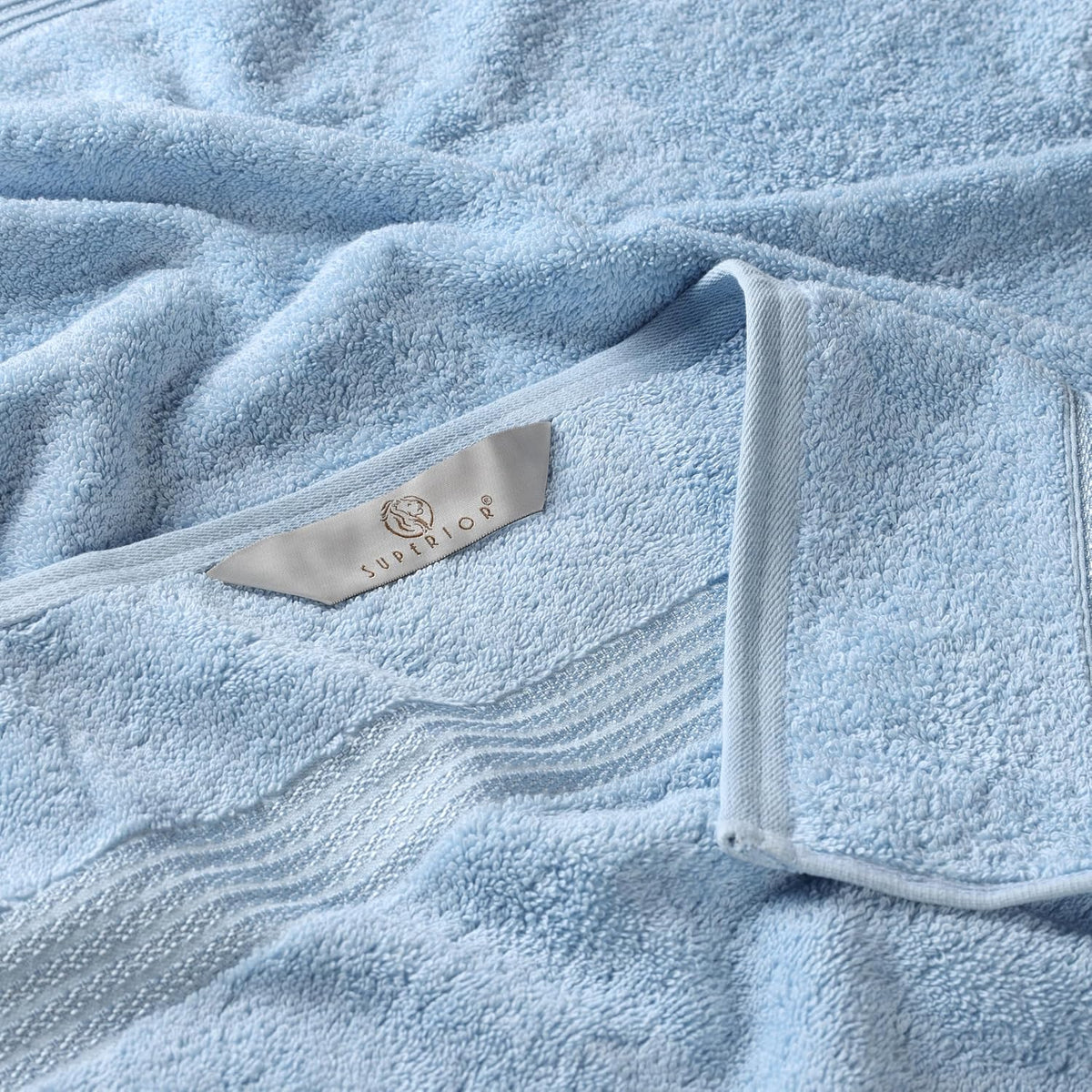superior egyptian cotton 6-piece towel set, bathroom essentials showing dimensions