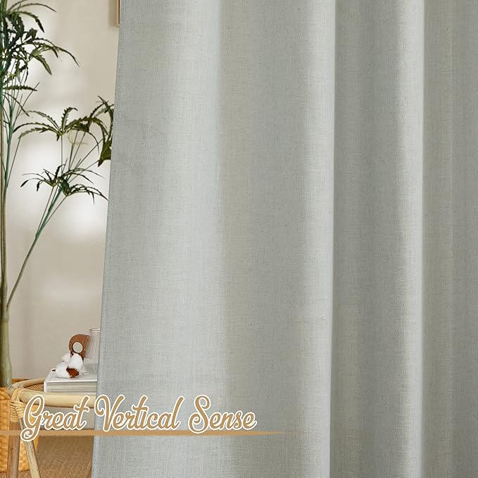NICETOWN Linen Gray Curtains 84 inches Length 2 Panels Set, Grommet Flax Linen - Image 5