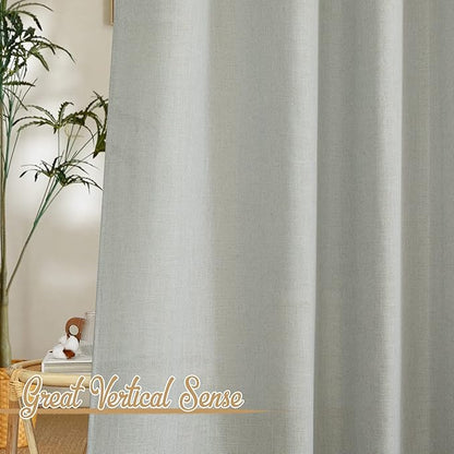 NICETOWN Linen Gray Curtains 84 inches Length 2 Panels Set, Grommet Flax Linen - Image 5