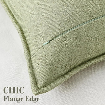 26x26 Linen Euro Sham Pillow Covers Sage Green Pack of 2 Farmhouse Boho Neutral - Image 3