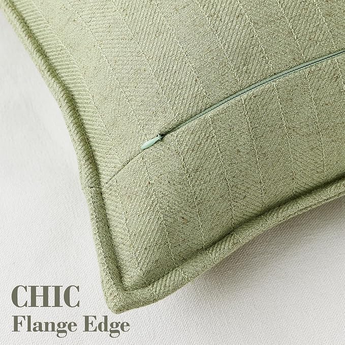 16x16 Linen Pillow Covers Sage Green Pack of 2 Farmhouse Boho Neutral Accents - Image 3