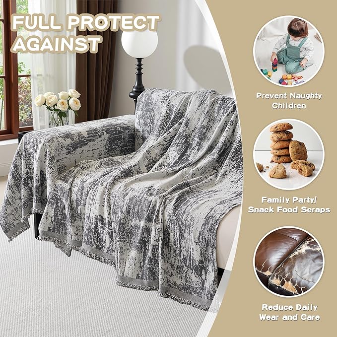 MEETSKY Boho Couch Cover for 2 Cushion Couch Sofa, Chenille Sofa Cover for - Image 4