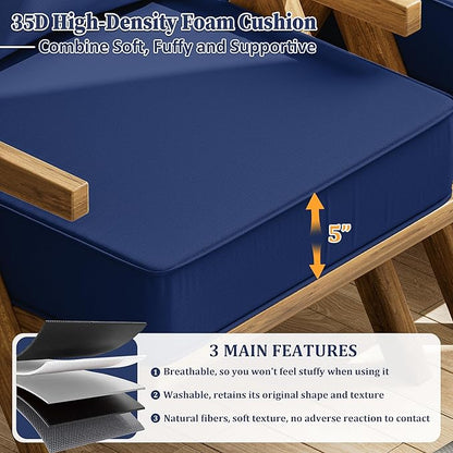 Outdoor Seat Cushion Set 24 L × 24 W × 5 H Inch Waterproof & Fade Resistant - Image 3