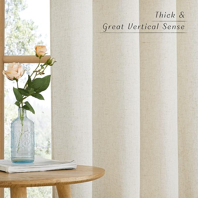 NICETOWN Natural Linen 102 inch Curtains - Image 3