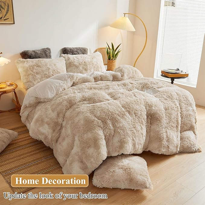 XeGe Tie Dye Faux Fur Fluffy Throw Pillow Cases, Plush Shaggy Soft Furry - Image 6