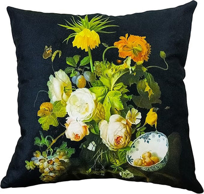 Vintage Floral Bouquet 28x28 Plush Throw Pillow Case, Double-Sided Printed by whooplaArt