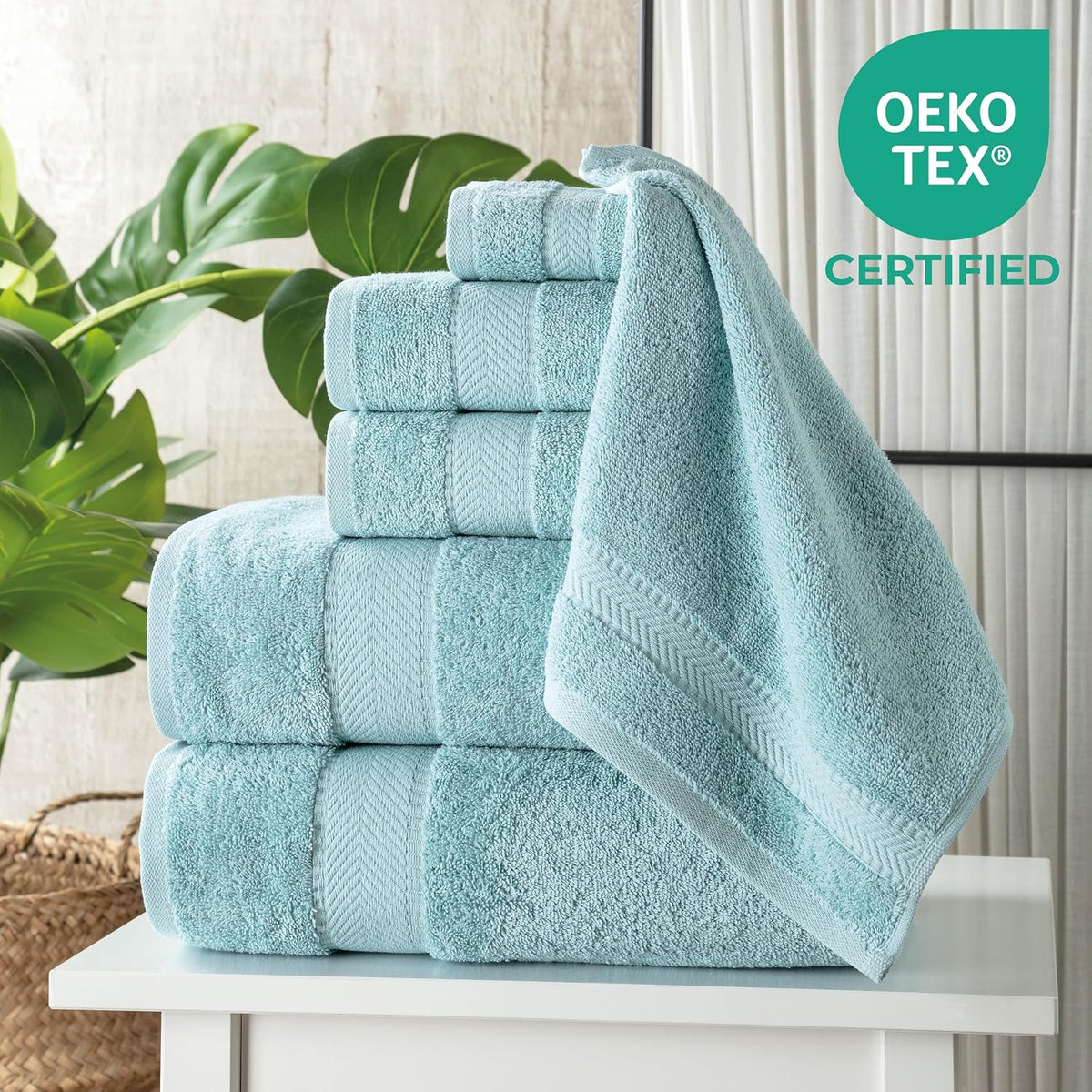 textilom 100% turkish cotton 6 pcs luxury bath shown in use