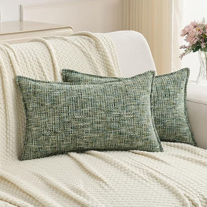 FUTEI Dark Green Decorative Throw Pillow Covers 12x20 Inch Set of 3, Soft by FUTEI