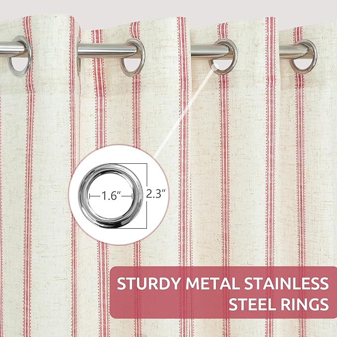 DriftAway Farmhouse Vertical Striped Linen Blend Textured Light Filtering Semi - Image 3
