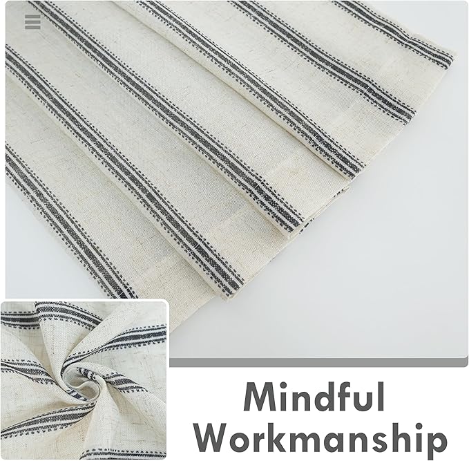 DriftAway Farmhouse Vertical Striped Linen Blend Textured Light Filtering Semi - Image 3
