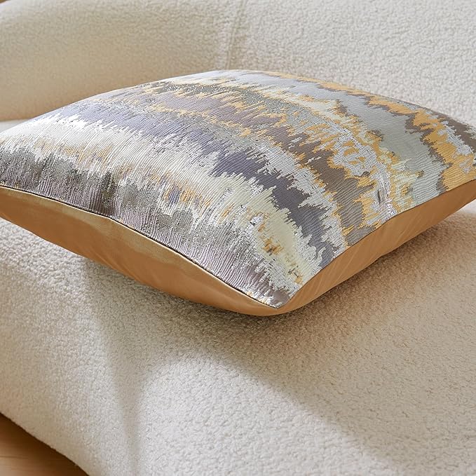 THE-TINOART Gold Ombré Jacquard Pillow Cover 22x22 Inches - Image 3