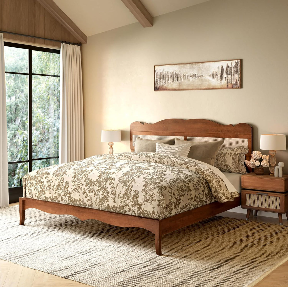 maison arts king size bed frame with adjustable, main product view