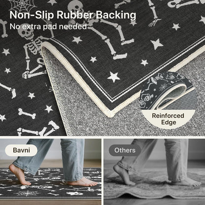 Bavni 2X6 Inch Halloween Dancing Skeletons Runner Rug for Kitchen