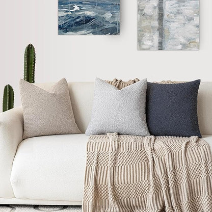 Foindtower Decorative Textured Boucle Throw Pillow Covers Accent Solid Pillow - Image 7