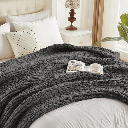 Carriediosa Chunky Knit Throw Blanket 50" X 60", 100% Hand Made Large Chenille - Image 9