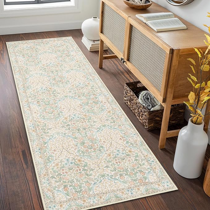 MUJOO Washable Runner Rug, Floral 2x6 Runners by MUJOO