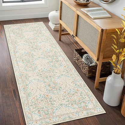MUJOO Washable Runner Rug, Floral 2x6 Runners by MUJOO
