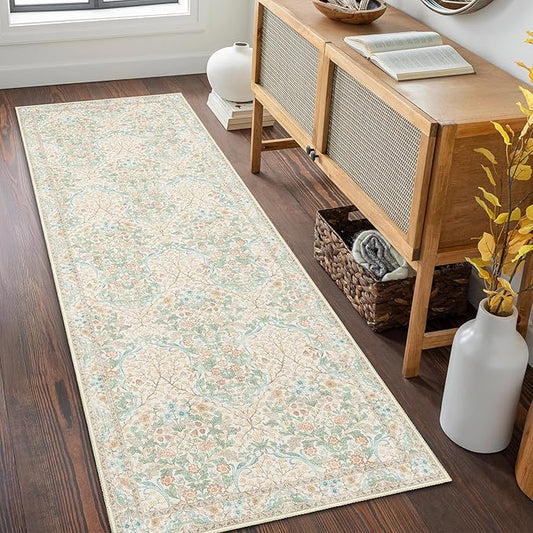 MUJOO Washable Runner Rug, Floral 2x6 Runners by MUJOO