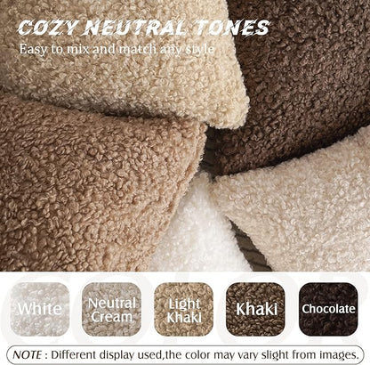 Foindtower 2 Pieces 24x24 Inch Khaki, Faux Fur Throw Pillow Cover Accent Sherpa - Image 7