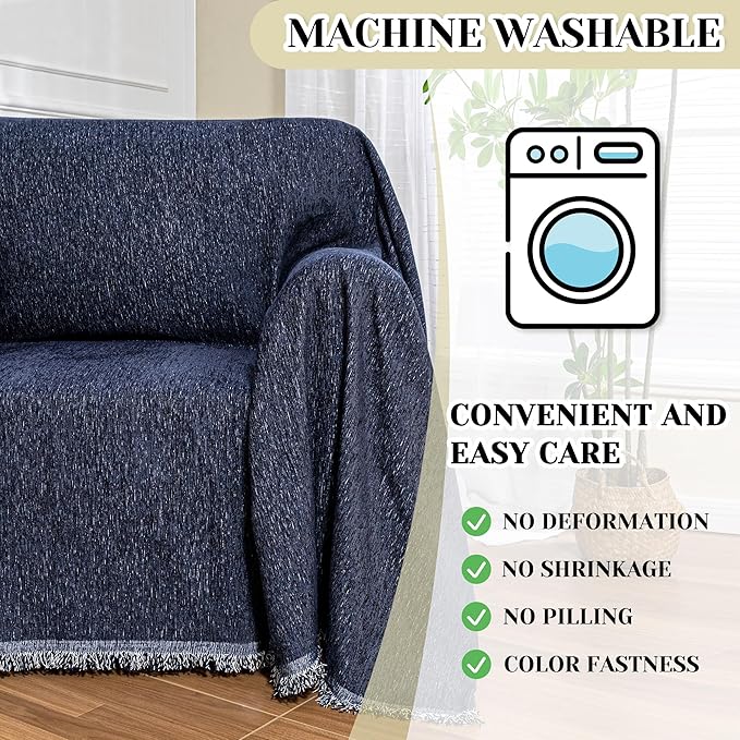 MEETSKY Navy Blue Couch Cover Sofa Covers Single Recliner Couch Cover, Sofa - Image 6