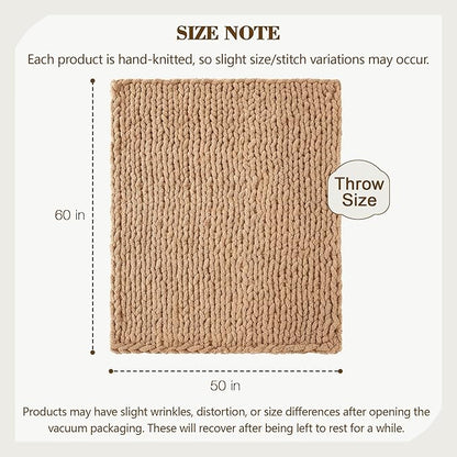 Carriediosa Chunky Knit Throw Blanket 50" X 60", 100% Hand Made Large Chenille - Image 3