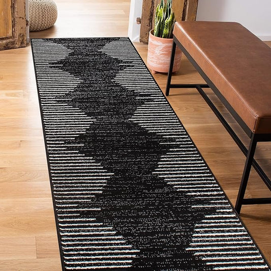 Rugshop Bohemian Stripe Stain Resistant High Traffic Living Room Kitchen by Rugshop