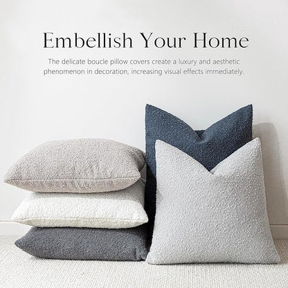 Foindtower Pack of 2 Textured Boucle Throw Pillow Covers Accent Solid - Image 6