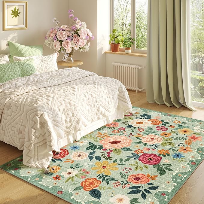 DUKINO 4x6 Area Rug, Floral Rugs - Image 3