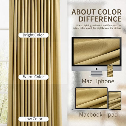 Joywell Pinch Pleated 100% Blackout Linen Curtains 120 Inch Long Insulated - Image 6