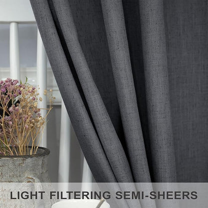 Grey Curtains for Living Room 96 Inches Long 2 Panels Back Tab Light Filtering - Image 3