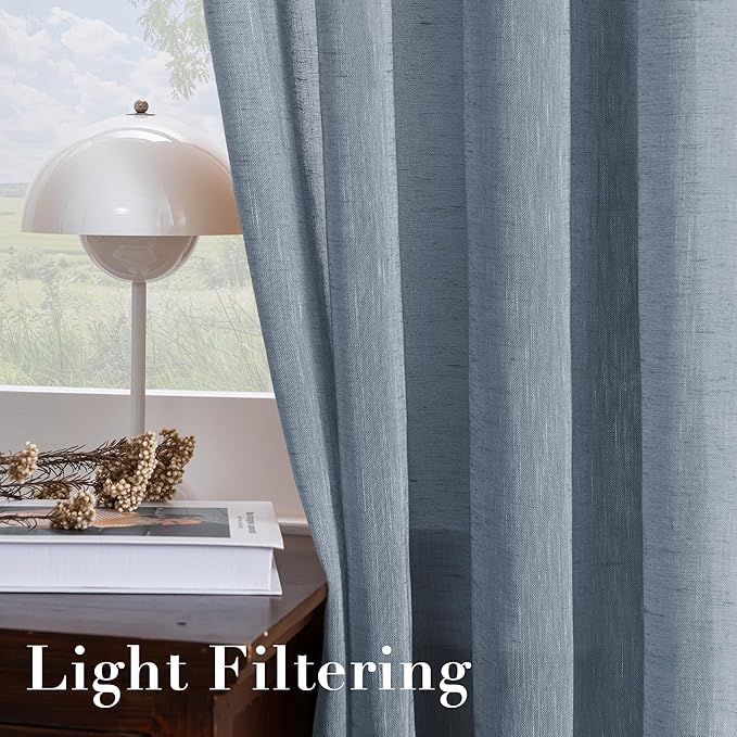 H.VERSAILTEX Linen Semi Sheer Curtains 72 inch Length Energy Saving Easy Care - Image 5