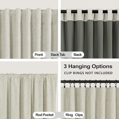 KOUFALL Large Window Apartment Curtains Blackout Linen Pleated 11 FT 11FT Tall - Image 4