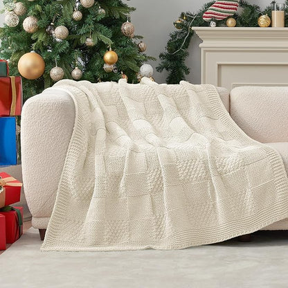 Amélie Home Checkered Chenille Knit Throw Blanket - Image 9